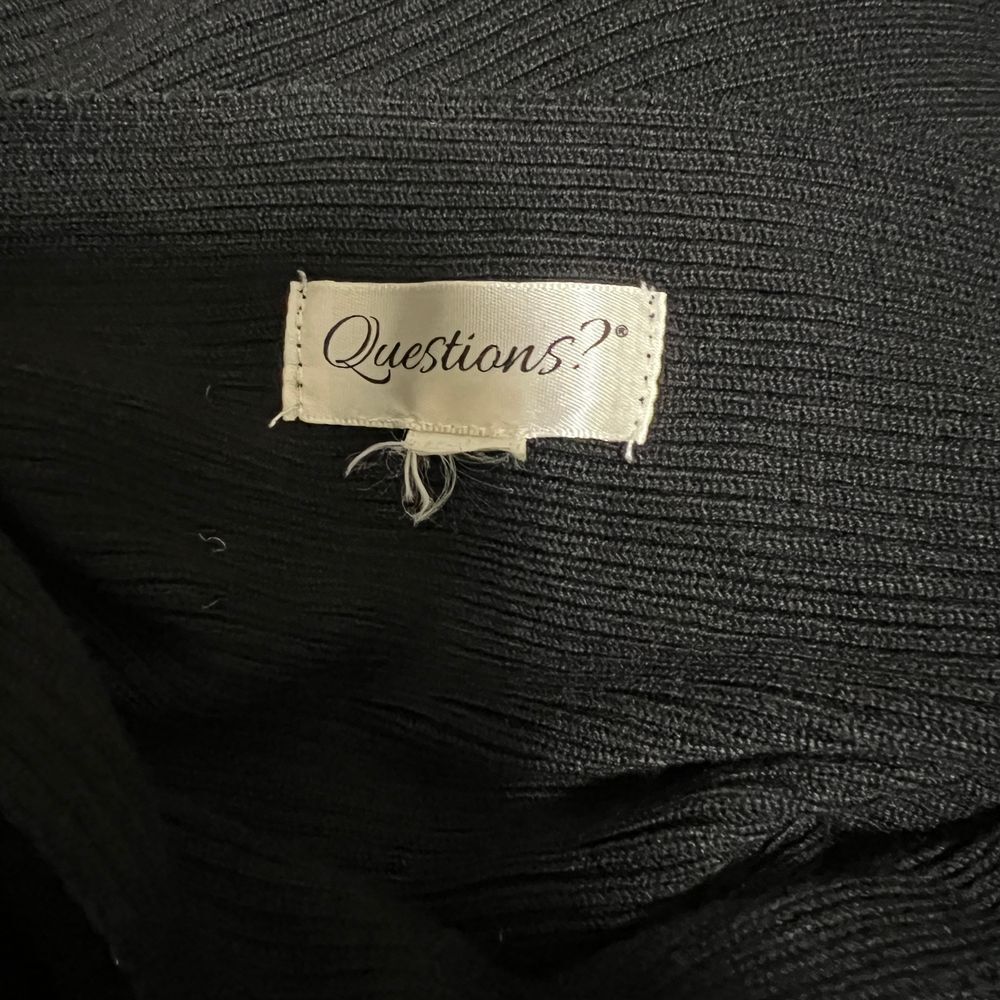 Questions? Black Rhinestone Embellished Ribbed Sweater Party Cocktail Top Sz L - Picture 3 of 4